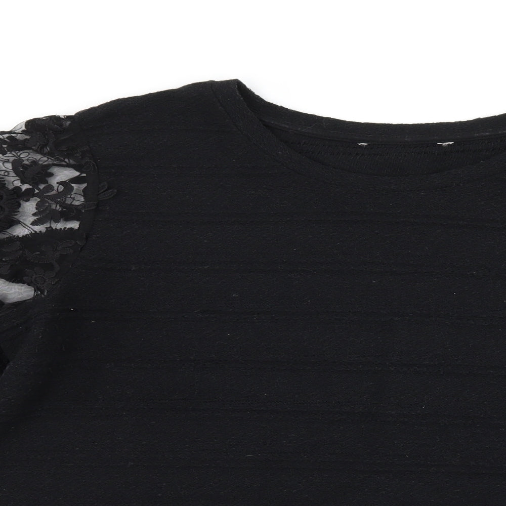 TU Womens Black Floral  Basic T-Shirt Size 16
