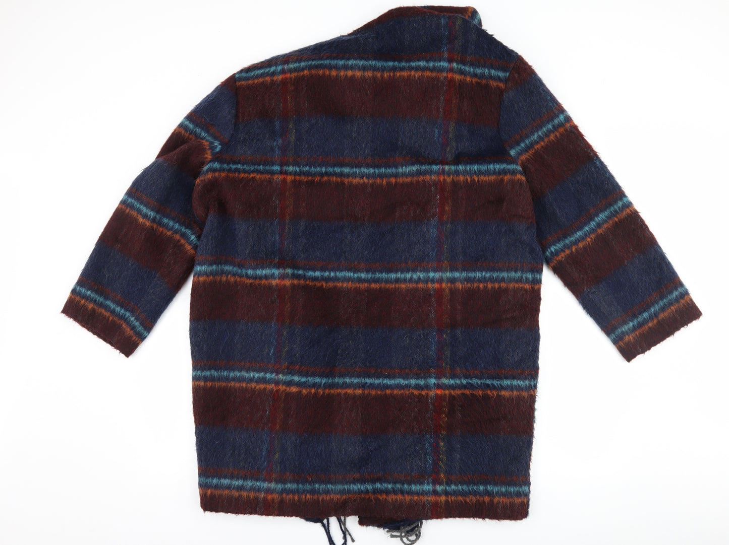 Marks and Spencer Womens Blue Check  Overcoat Coatigan Size M