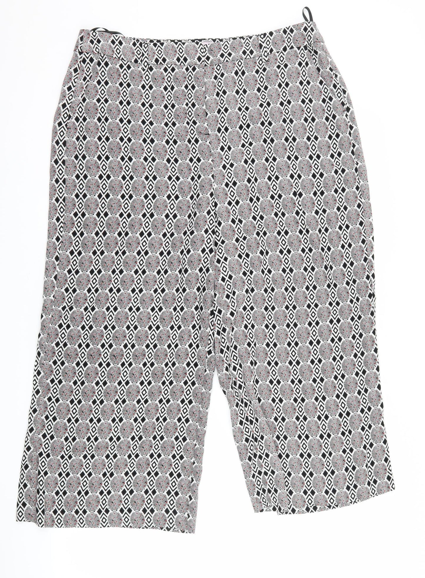 NEXT Womens Black Geometric  Trousers  Size 14 L23 in