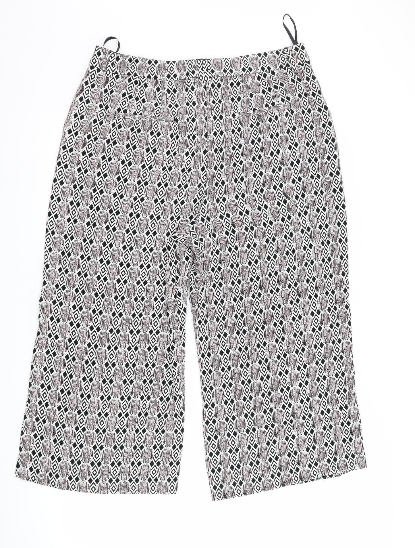NEXT Womens Black Geometric  Trousers  Size 14 L23 in