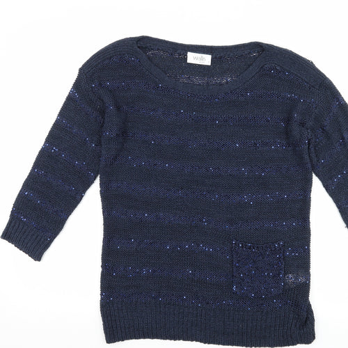 Wallis Womens Blue Striped  Pullover Jumper Size S