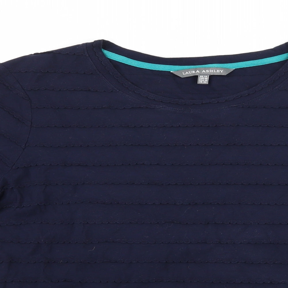 Laura Ashley Womens Blue Striped  Pullover Sweatshirt Size 14