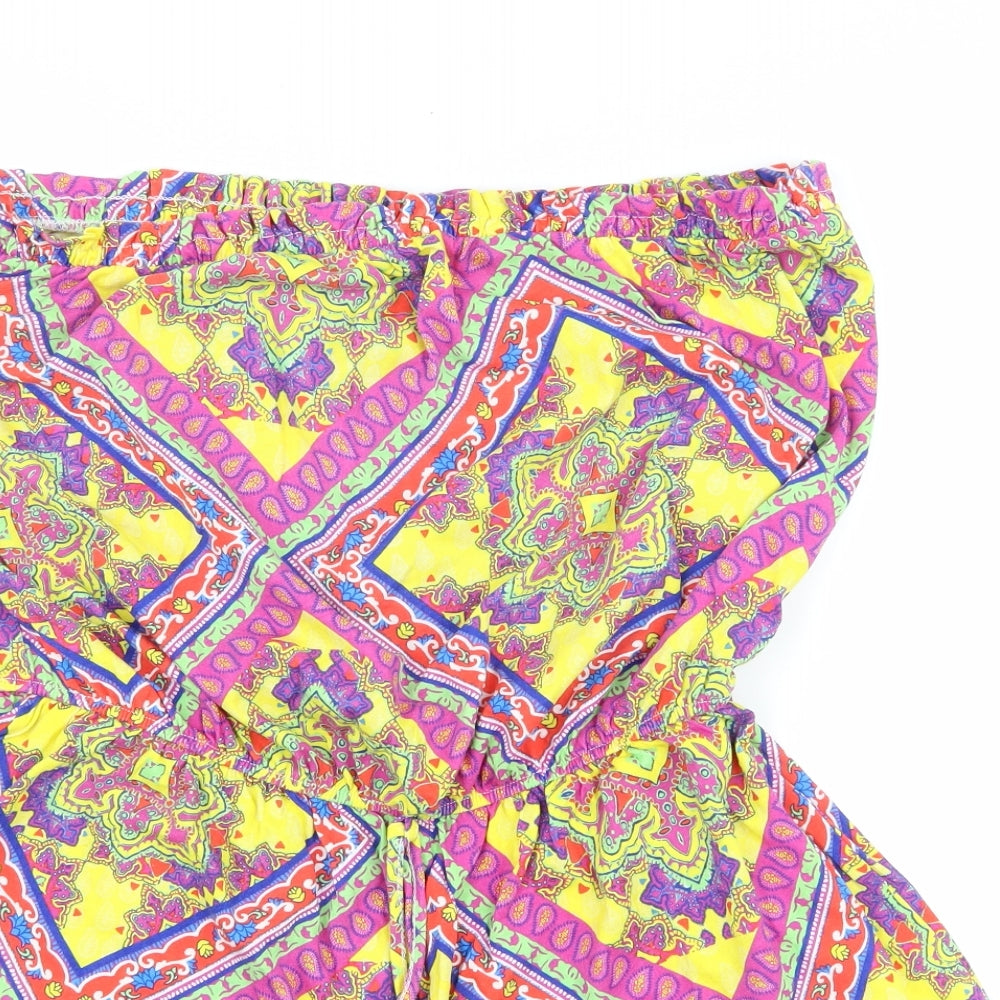 Matalan Womens Pink Paisley  Playsuit One-Piece Size L  - Boob Tube