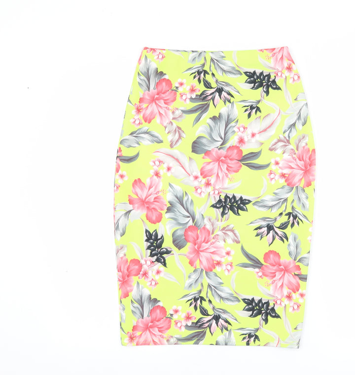 Missguided Womens Green Floral Straight & Pencil Skirt Size 10