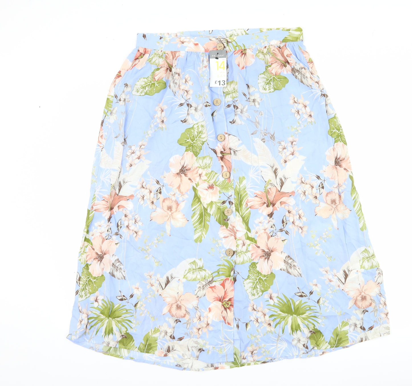 Primark Womens Blue Floral  Maxi Skirt Size 14