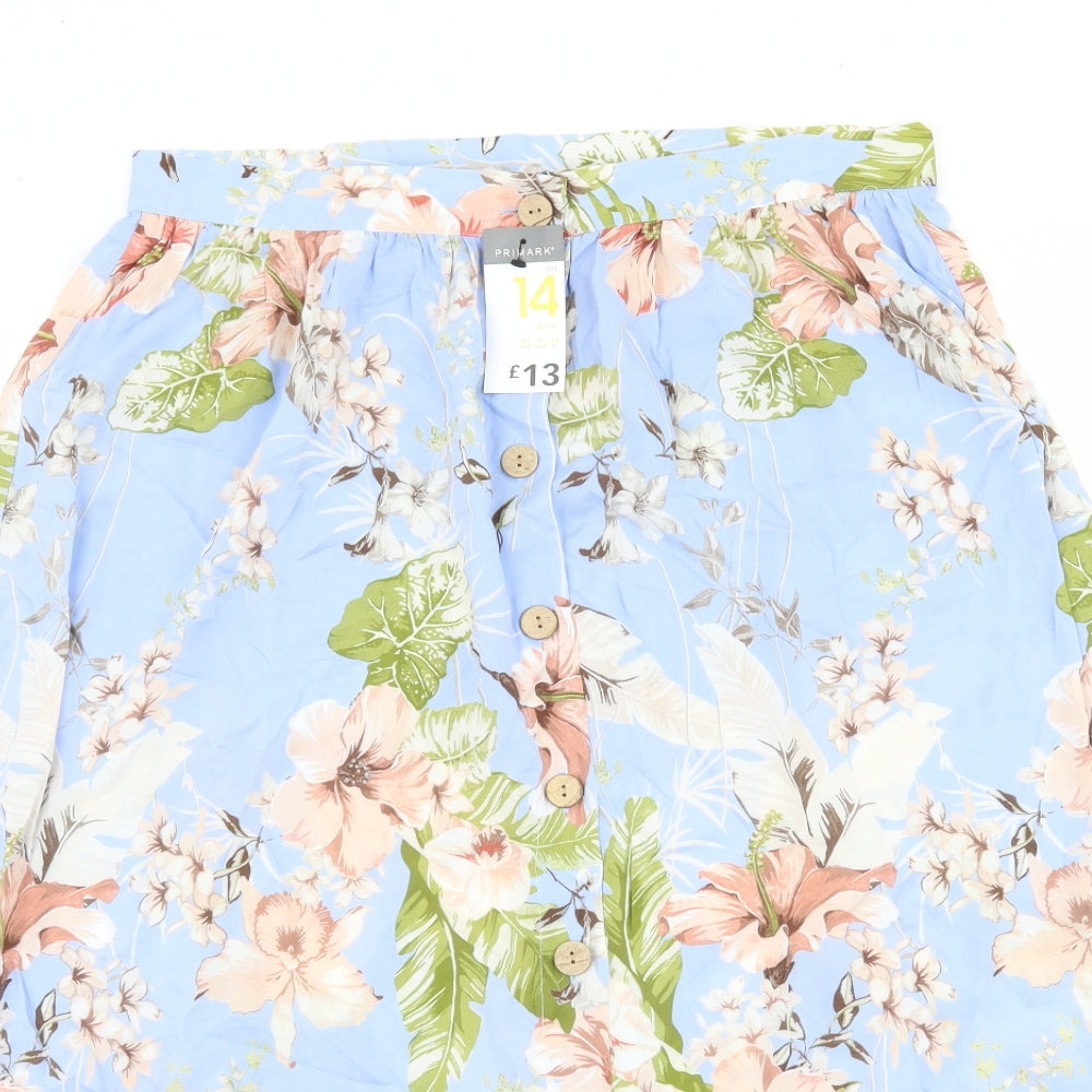 Primark Womens Blue Floral  Maxi Skirt Size 14