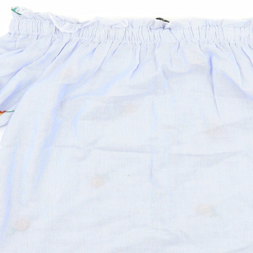 Papaya Womens Blue Striped  Basic T-Shirt Size 14