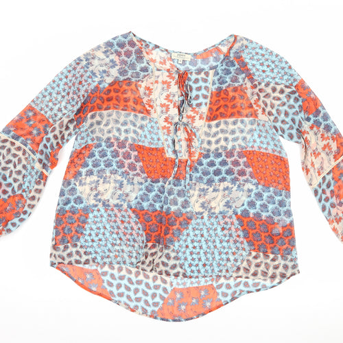 Papaya Womens Blue Floral  Basic Blouse Size 14
