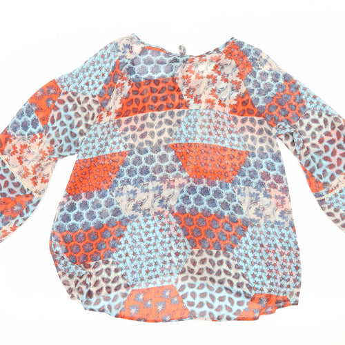 Papaya Womens Blue Floral  Basic Blouse Size 14