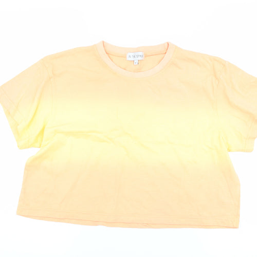 In the Style Womens Orange Striped  Basic T-Shirt Size 12  - tie dye