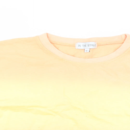 In the Style Womens Orange Striped  Basic T-Shirt Size 12  - tie dye