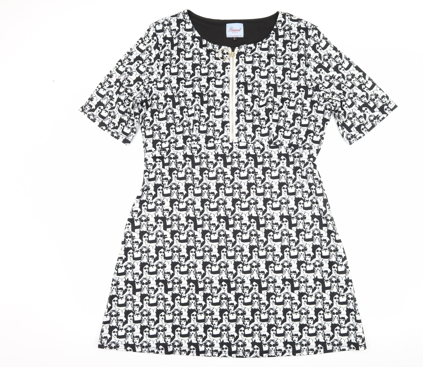 BANNED Womens Black   Shift  Size L  - graphic