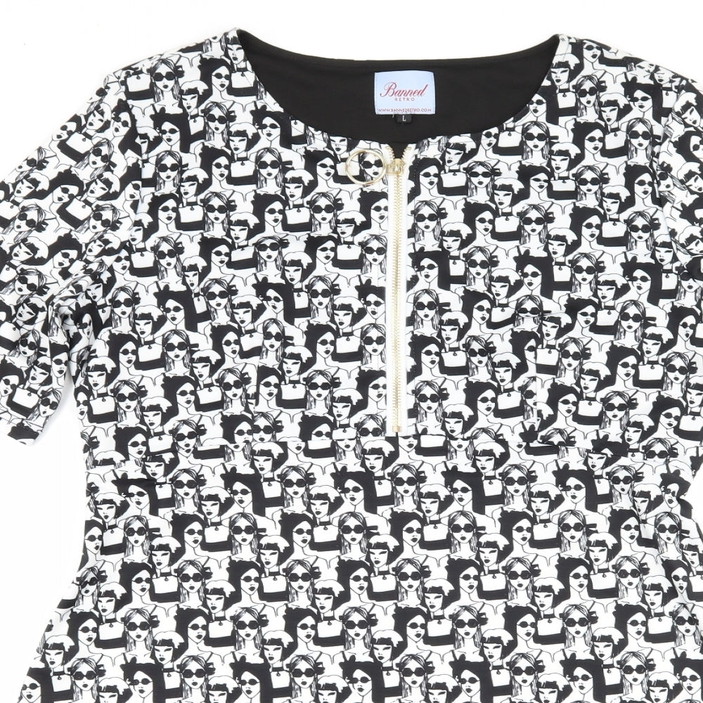 BANNED Womens Black   Shift  Size L  - graphic