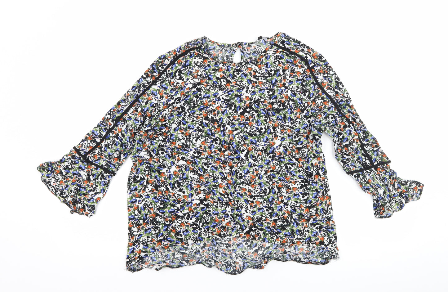 Warehouse Womens Black Floral  Basic Blouse Size 12