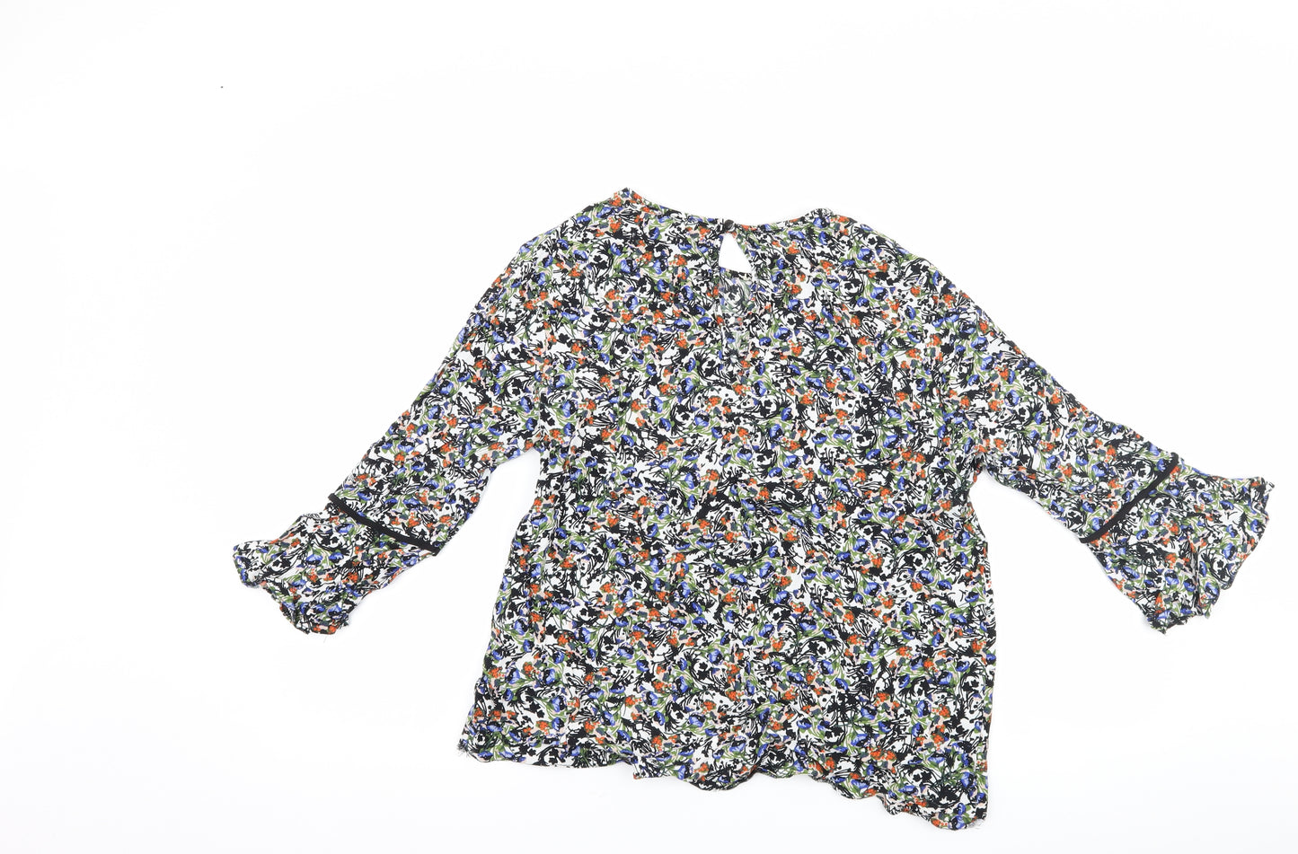 Warehouse Womens Black Floral  Basic Blouse Size 12