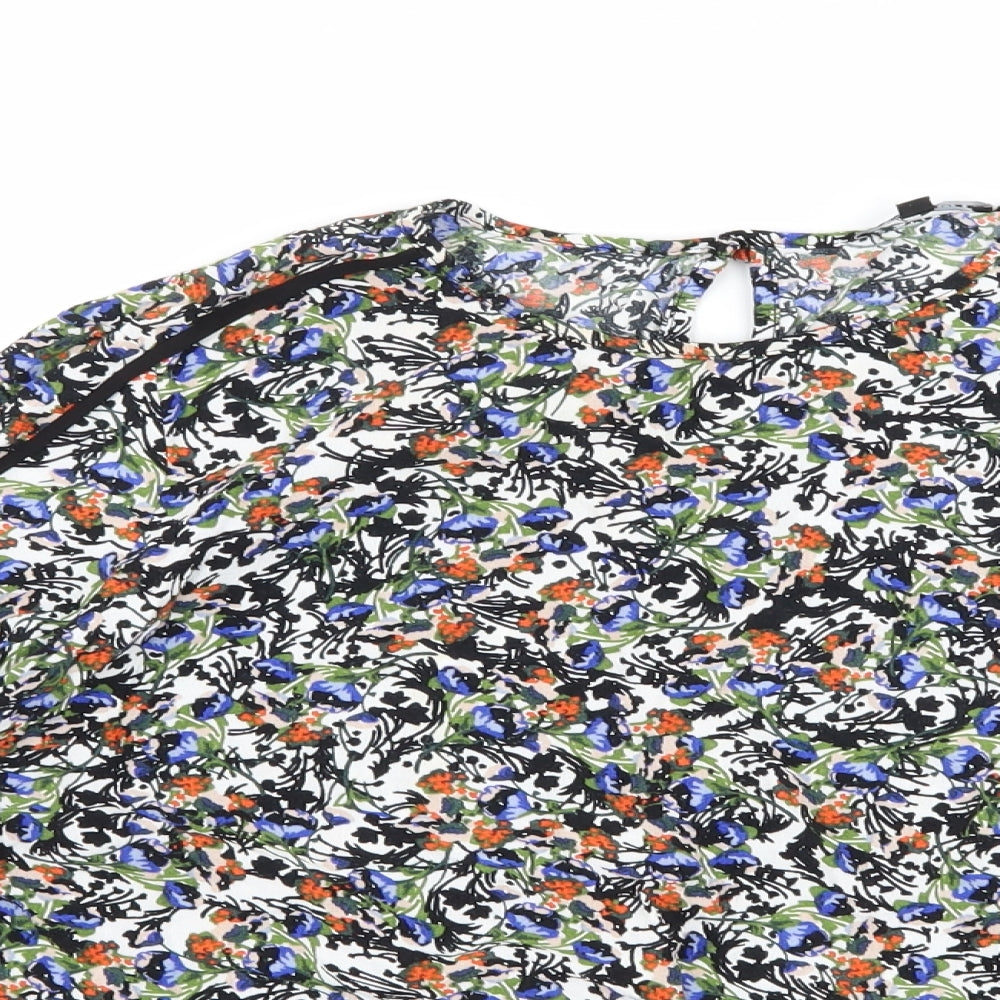 Warehouse Womens Black Floral  Basic Blouse Size 12