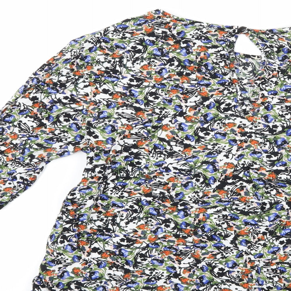 Warehouse Womens Black Floral  Basic Blouse Size 12