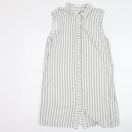 Peacocks Womens White Striped  Shirt Dress  Size 10