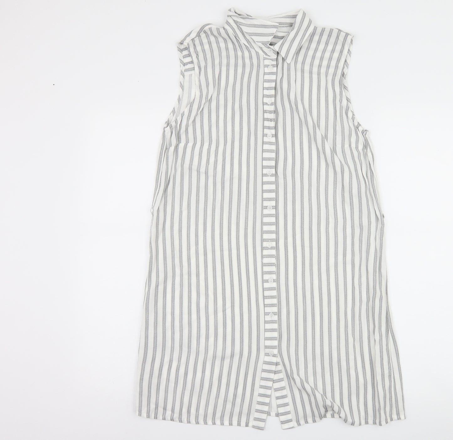Peacocks Womens White Striped  Shirt Dress  Size 10