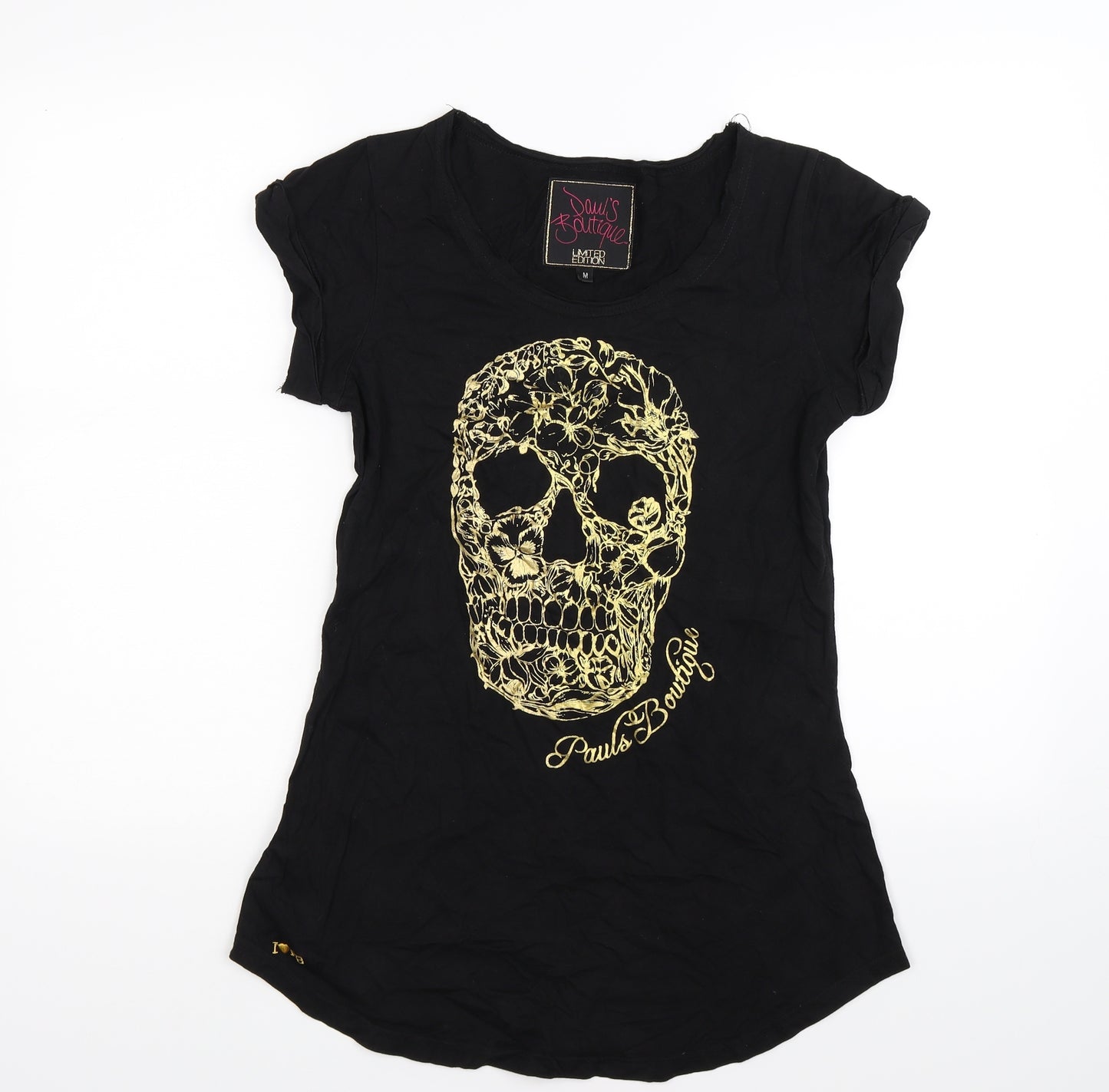Pauls Boutique Womens Black   Basic T-Shirt Size M  - skull