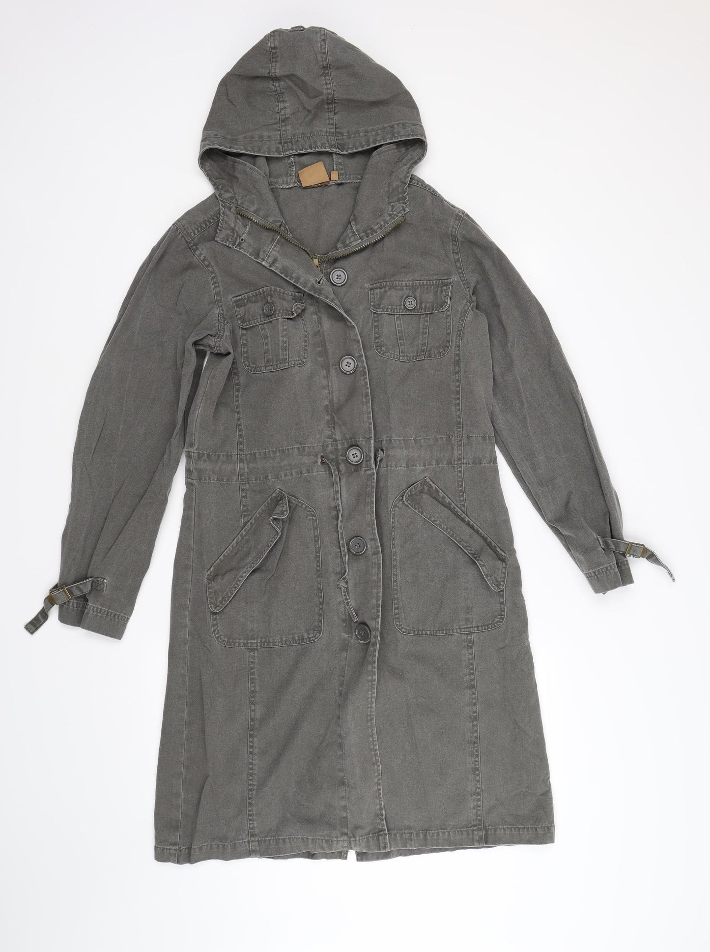 Republic Womens Green  Denim Trench Coat Coat Size 12