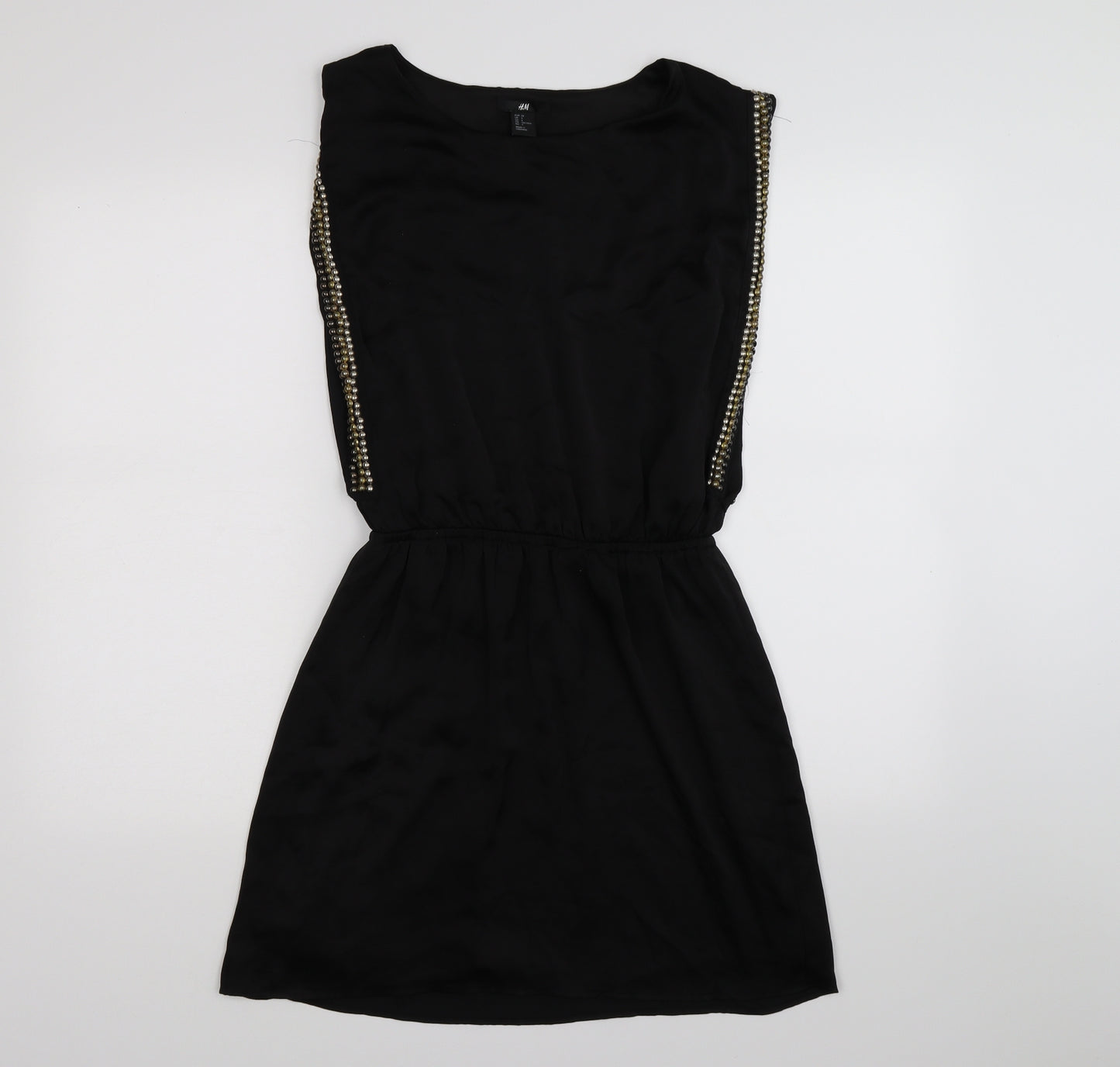 H&M Womens Black  Satin Shift  Size 8