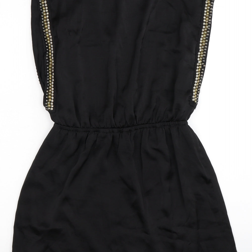 H&M Womens Black  Satin Shift  Size 8