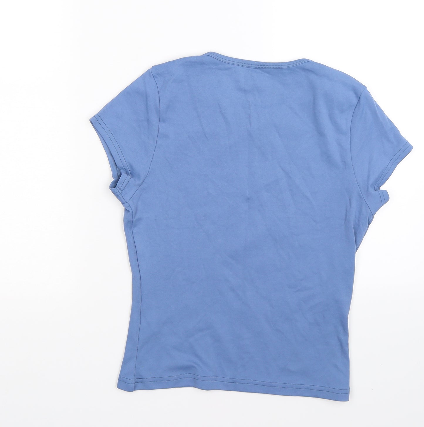 Preworn Womens Blue Floral  Basic T-Shirt Size M
