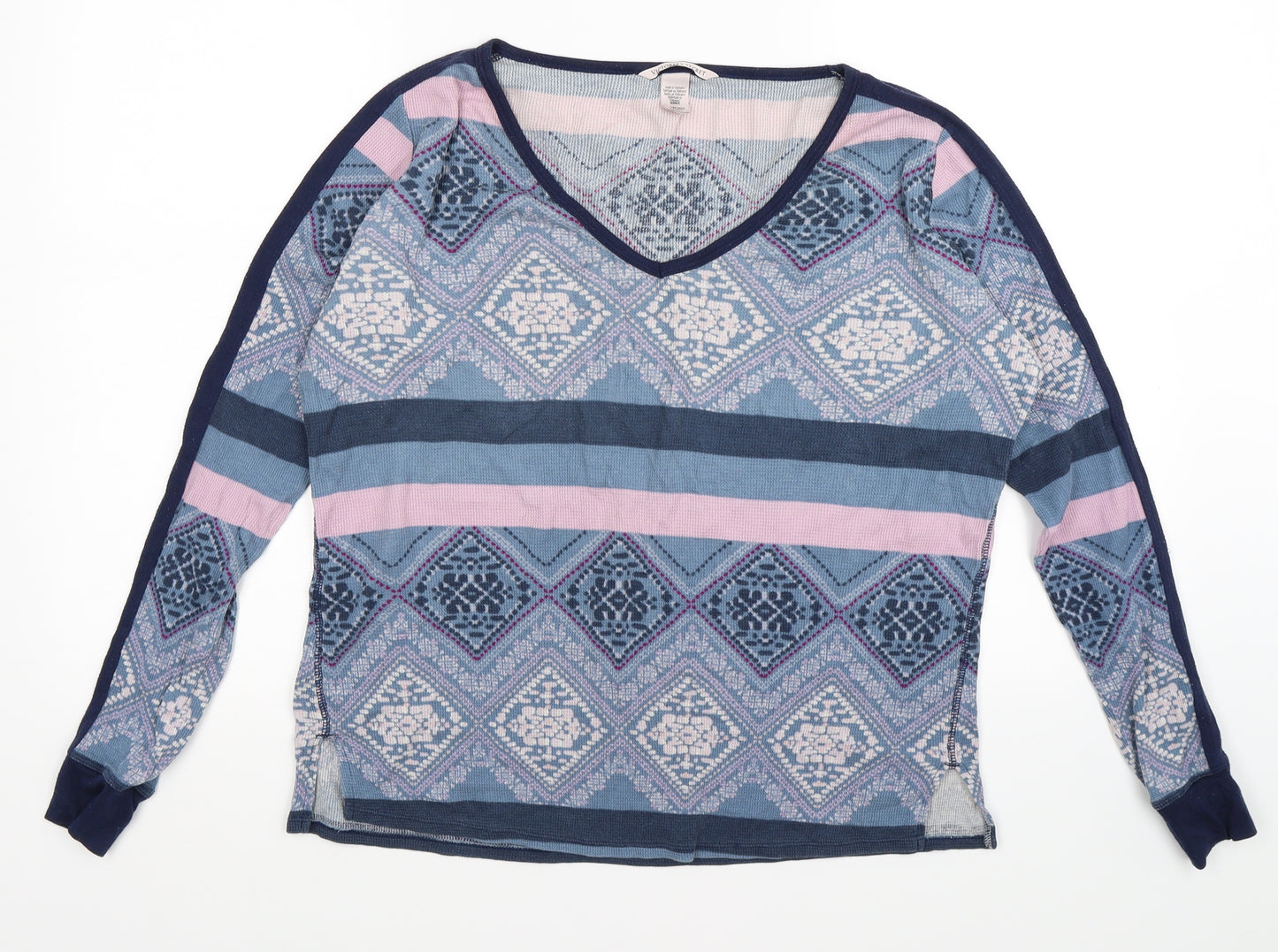 victorias secret Womens Blue Geometric Knit Top Pyjama Top Size XS