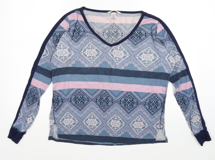 victorias secret Womens Blue Geometric Knit Top Pyjama Top Size XS