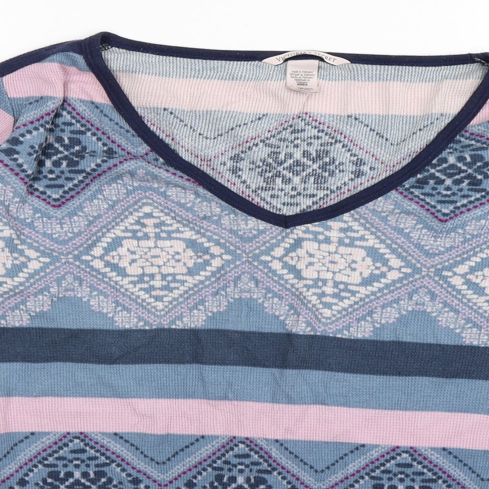 victorias secret Womens Blue Geometric Knit Top Pyjama Top Size XS