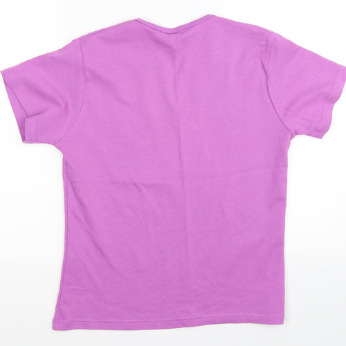 EWM Womens Purple Floral  Basic T-Shirt Size 12