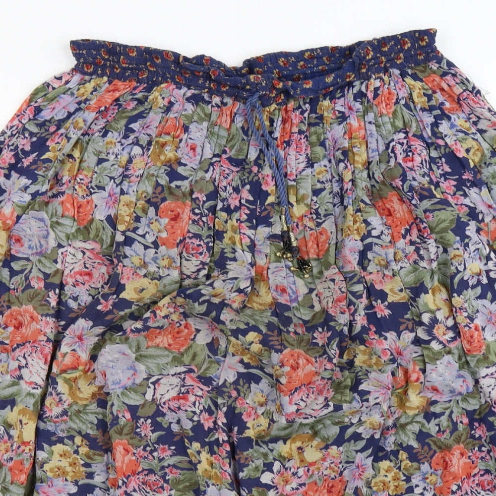 Preworn Womens Blue Floral  Peasant Skirt Size M