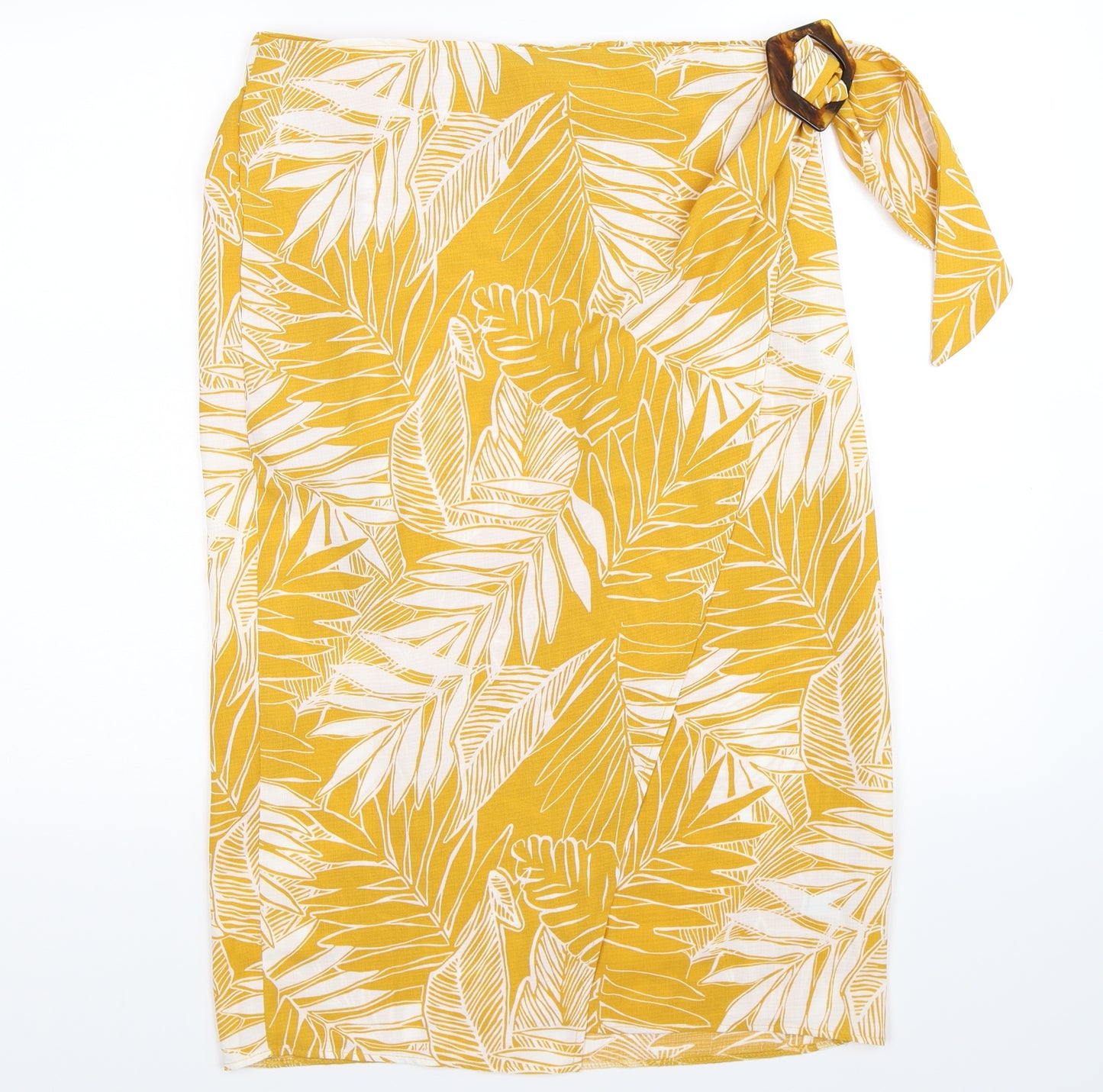 geroge Womens Yellow Floral  Wrap Skirt Size 14