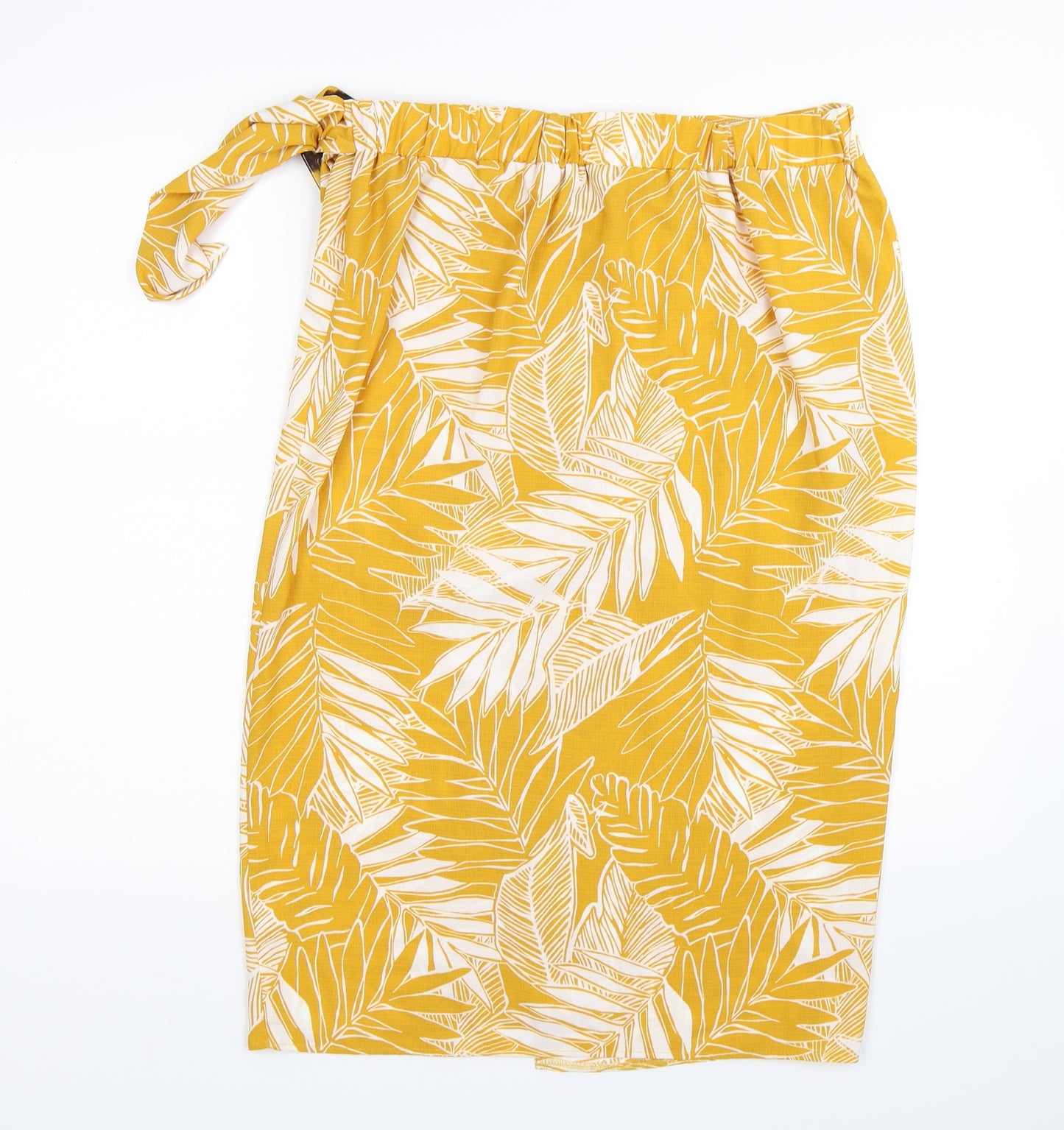 geroge Womens Yellow Floral  Wrap Skirt Size 14