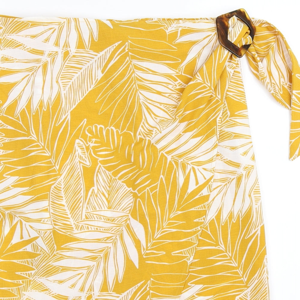 geroge Womens Yellow Floral  Wrap Skirt Size 14