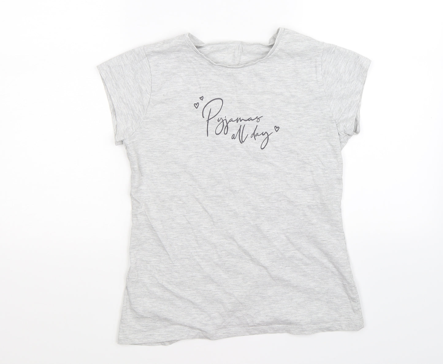 George Girls Grey   Basic T-Shirt Size 12-13 Years  - Pyjamas all day