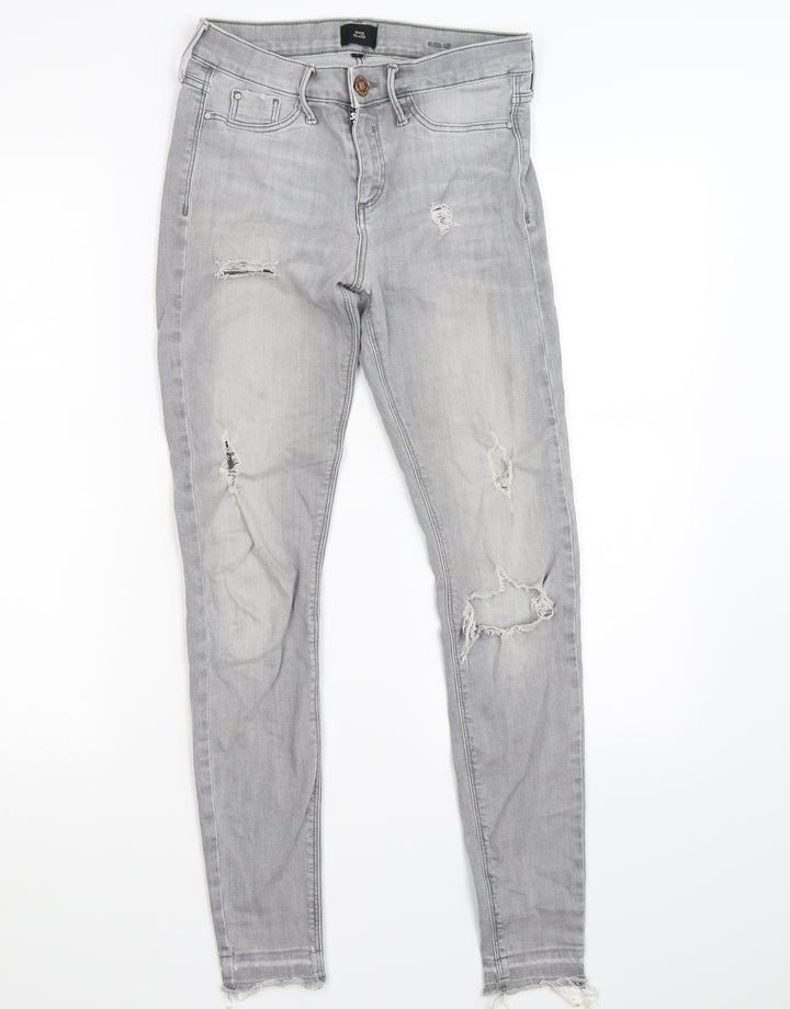 River Island Womens Grey Denim Skinny Jeans Size 8 L26 in
