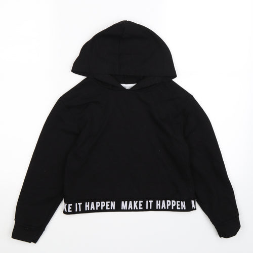 Primark Girls Black  Jersey Pullover Hoodie Size 8-9 Years  - make it happen