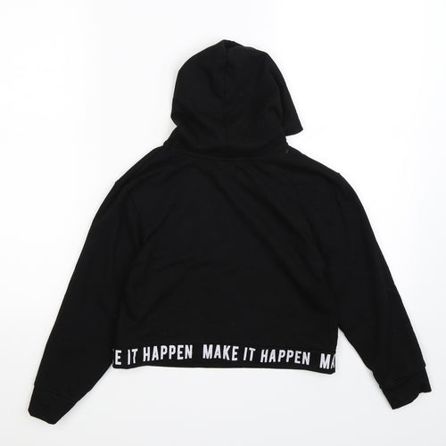 Primark Girls Black  Jersey Pullover Hoodie Size 8-9 Years  - make it happen