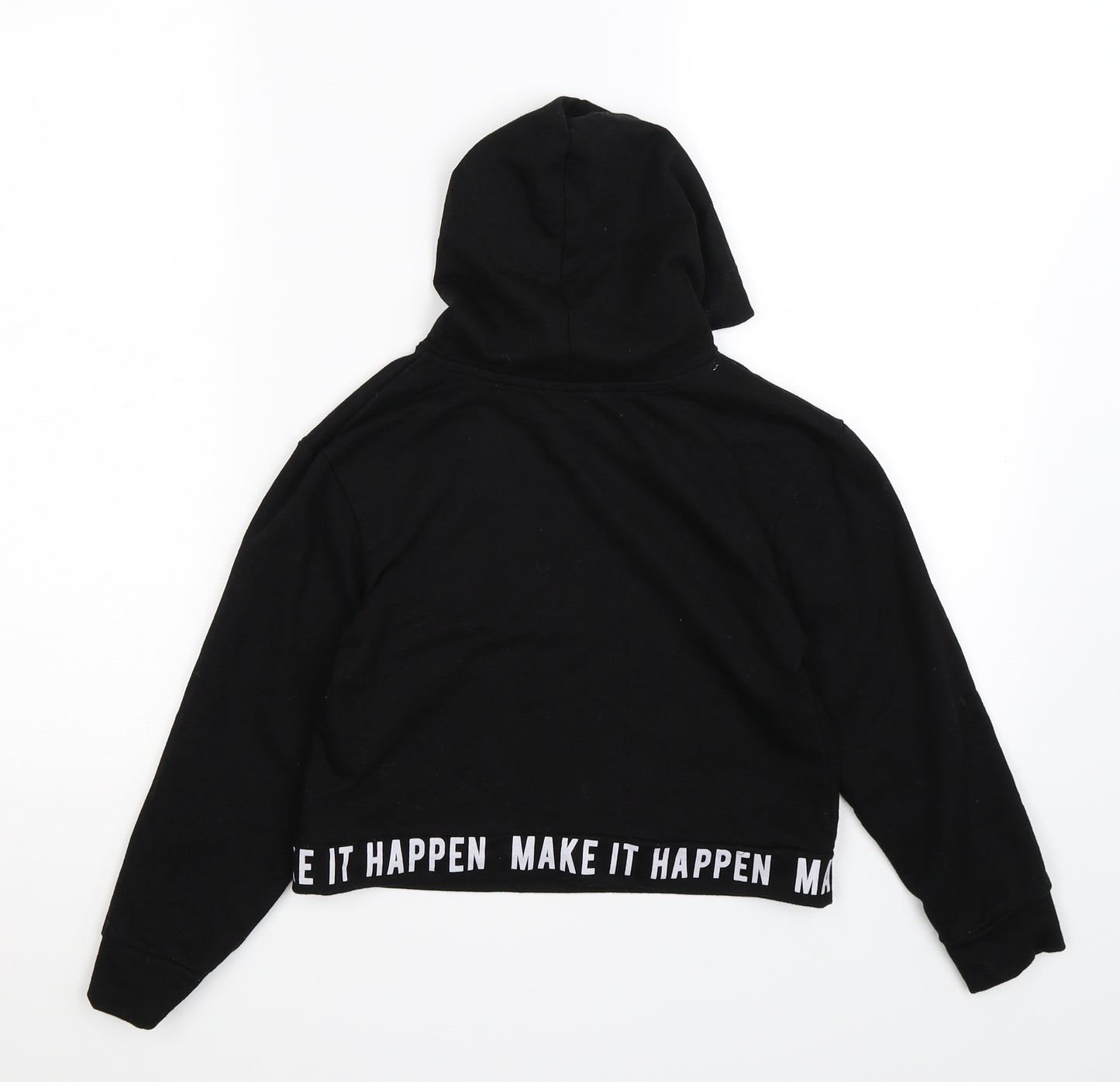 Primark Girls Black  Jersey Pullover Hoodie Size 8-9 Years  - make it happen