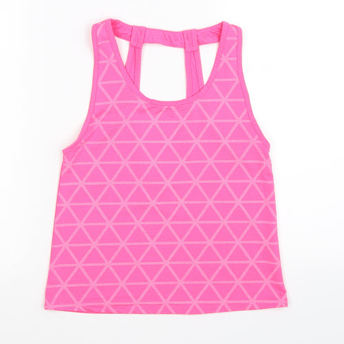 Young Dimension Girls Pink Geometric  Basic Tank Size 9-10 Years