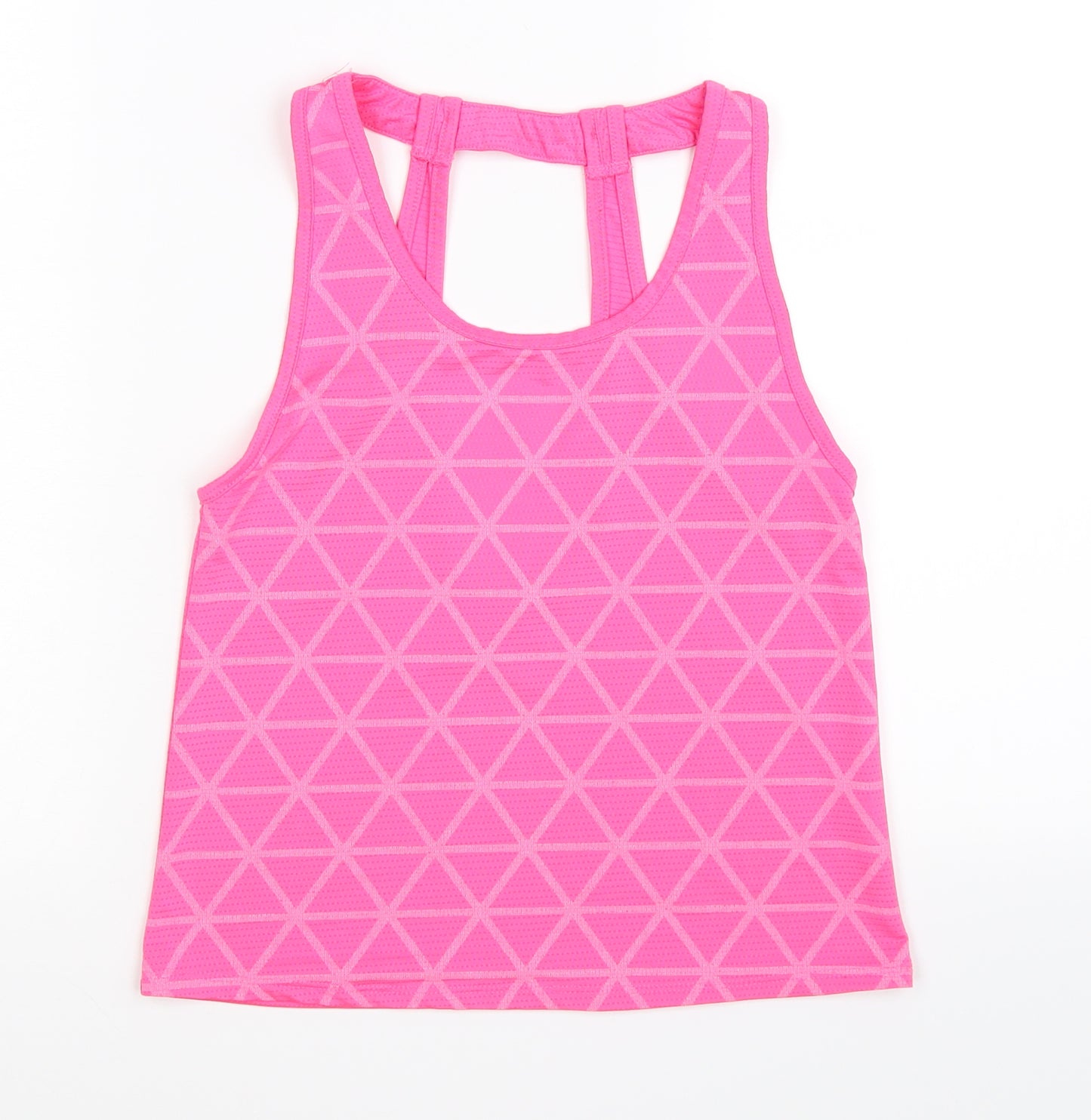 Young Dimension Girls Pink Geometric  Basic Tank Size 9-10 Years