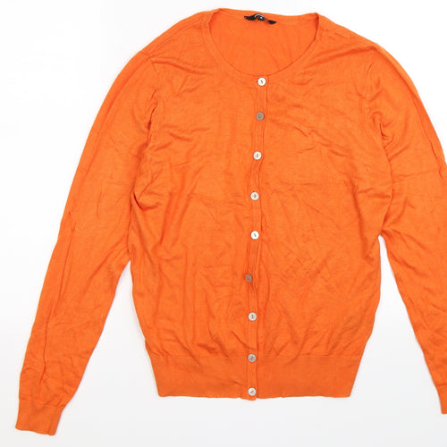 pep & co Womens Orange  Knit Cardigan Jumper Size 16
