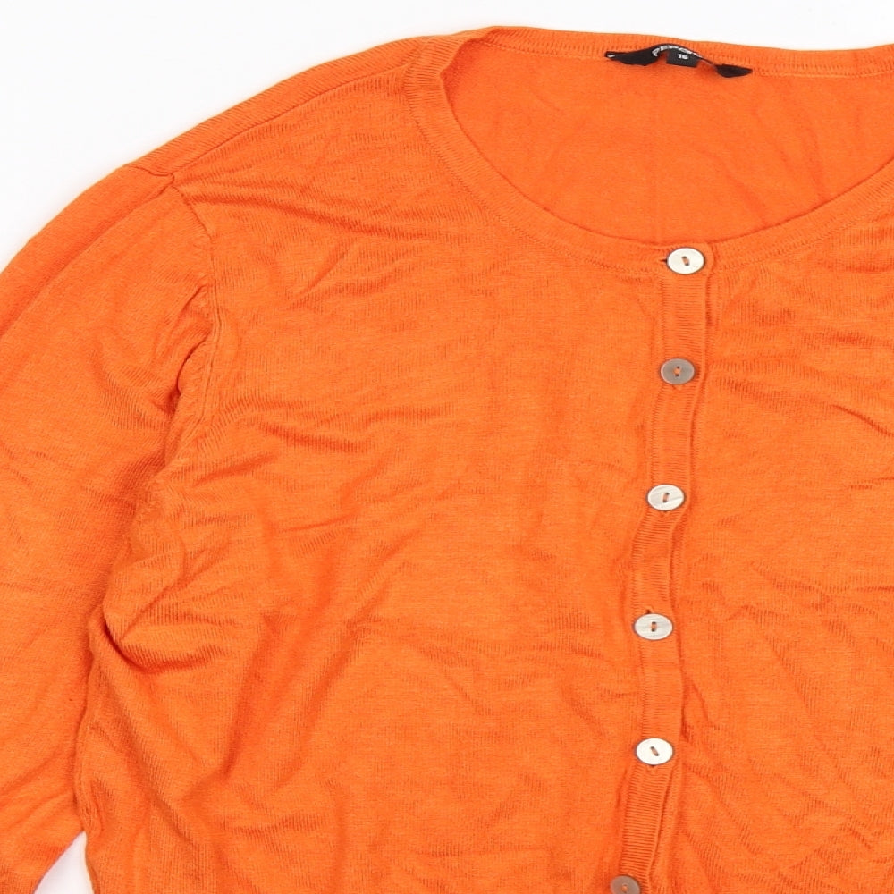 pep & co Womens Orange  Knit Cardigan Jumper Size 16