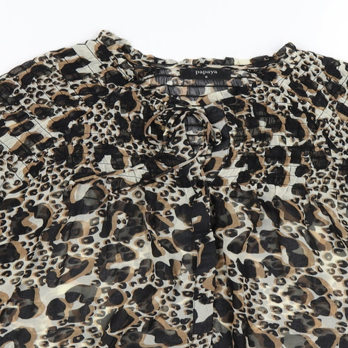 Papaya Womens Brown Polka Dot Chiffon Basic Blouse Size 8