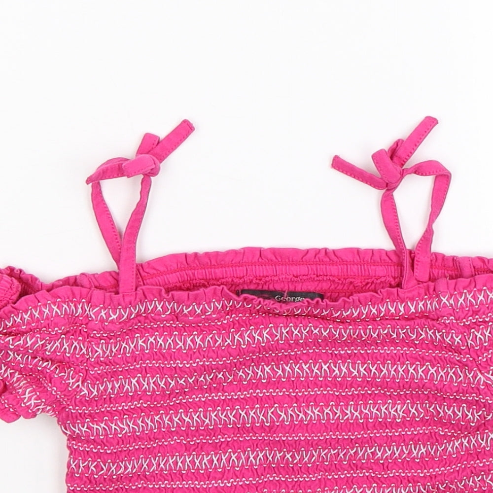 George Girls Pink Striped  Cropped Tank Size 7-8 Years