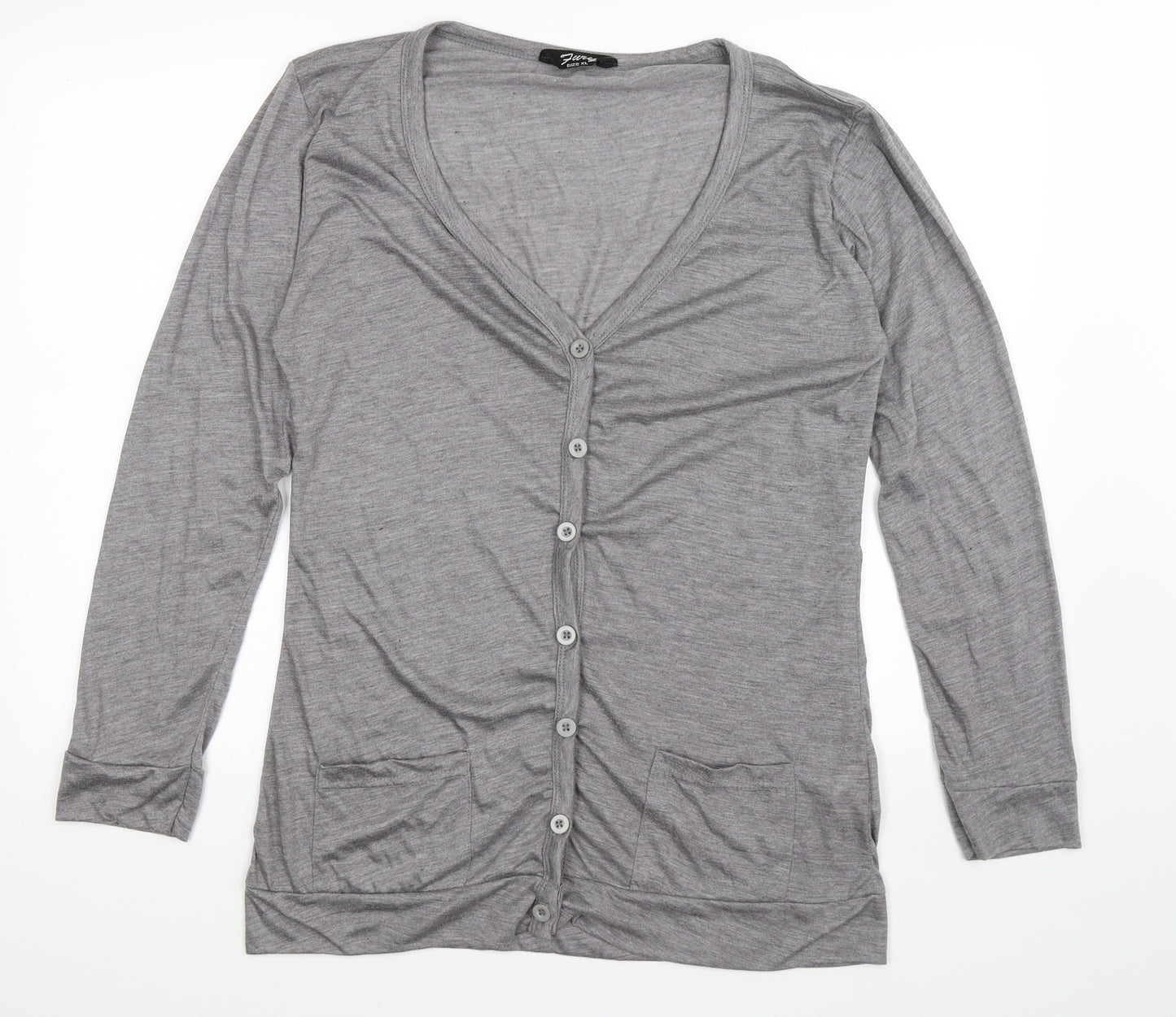 Fury Womens Grey  Knit Cardigan Jumper Size XL
