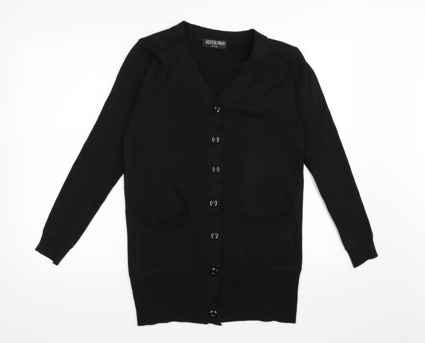 silver swan Womens Black  Knit Cardigan Jumper Size XL
