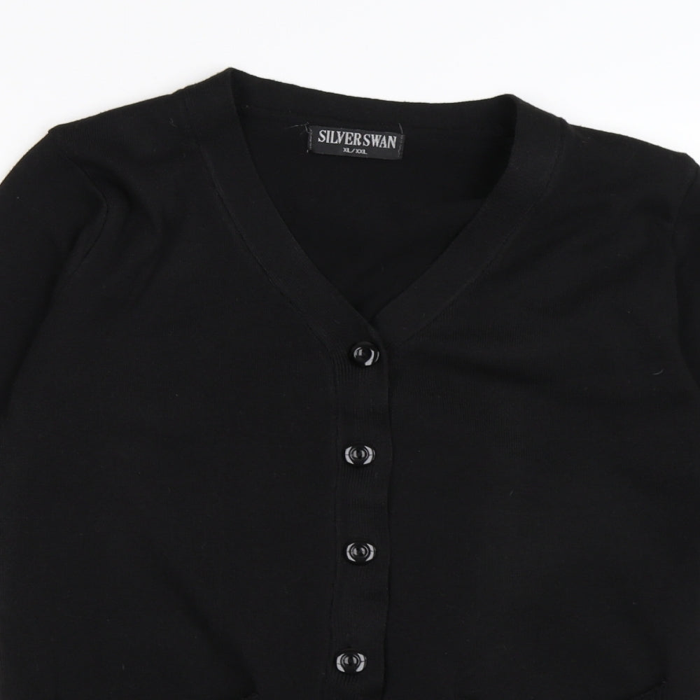 silver swan Womens Black  Knit Cardigan Jumper Size XL